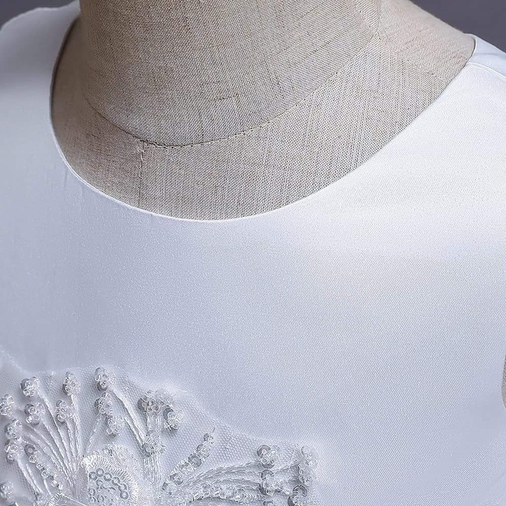 SvYii White Flower Girls Dresses Summer Sleeeveless Wedding Evening Ball Gown Tulle Floral Dresses for Girls Clothing 6 SvYii White Flower Girls Dresses Summer Sleeeveless Wedding Evening Ball Gown Tulle Floral Dresses for Girls Clothing - الصورة 6