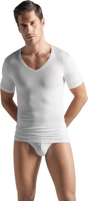 HANRO Men Cotton Superior V-neck Shirt Undershirt