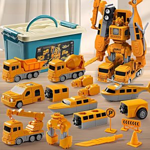 Magnetic Transform Engineering Car Assembled Toys with Storage Box, Magnetic Cars and Trucks for Kids, Magnetic Blocks for Toddlers,Outdoor Activities for Kids Ages 3-10 ﻿ (Yellow-26Pcs Set)