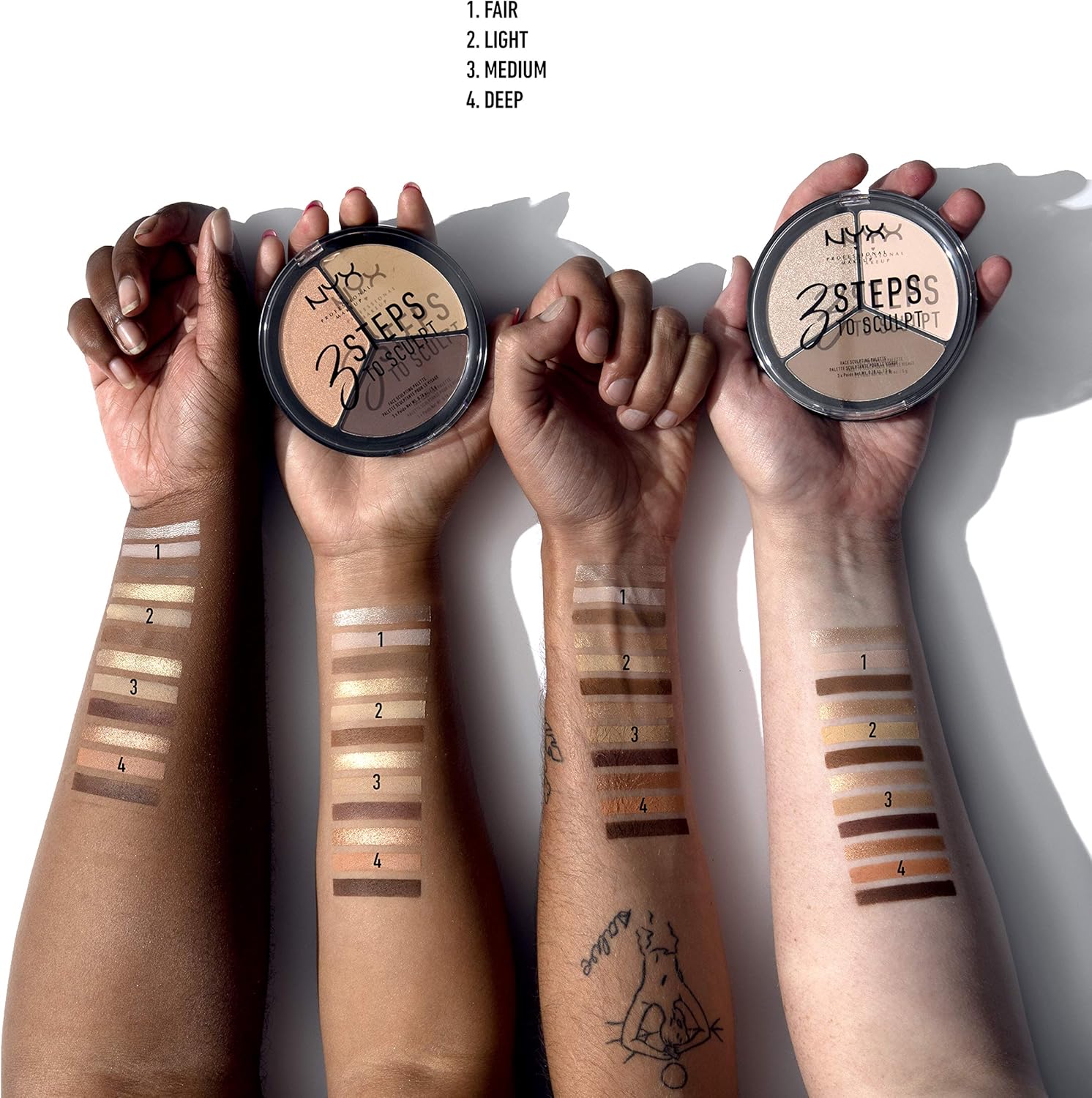 NYX Professional Makeup 3 Steps to Sculpt Face Sculpting Palette, Medium 03 3STS03 5 NYX Professional Makeup 3 Steps to Sculpt Face Sculpting Palette, Medium 03 3STS03 - الصورة 5