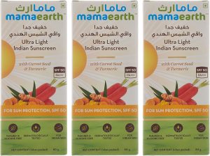 مجموعة واقي الشمس الهندي الترا لايت من ماما ايرث مكونة من 3 قطع، كريم، لنوع البشرةالكلة