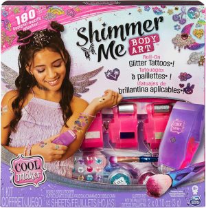 Cool MAKER, Shimmer Me Body Art with Roller, 4 Metallic Foils and 180 Designs, Temporary Tattoo for Kids Ages 8 and Up