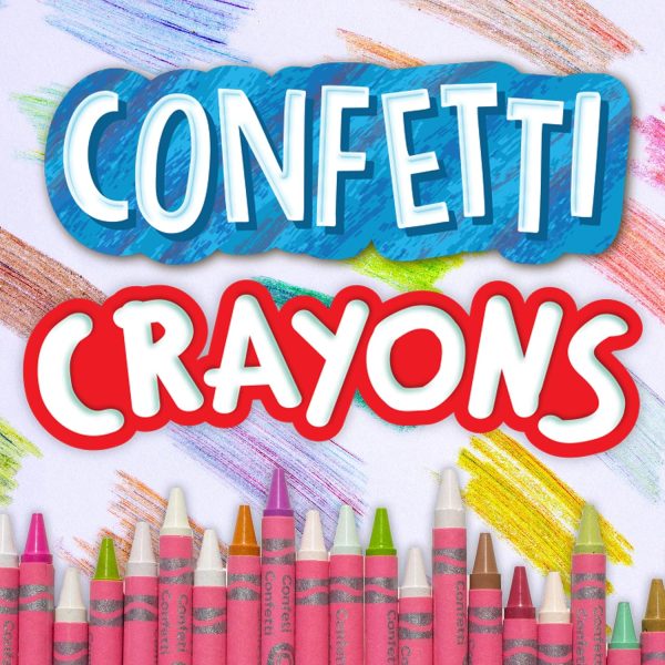 ⁦Crayola Confetti Crayons, Multi Color Crayons, Kids Coloring Supplies, 24 Count (Pack of 1)⁩ - الصورة ⁦4⁩