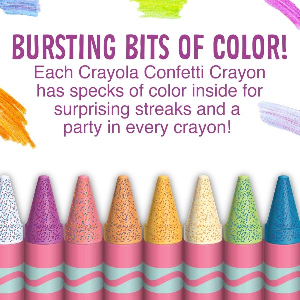 ⁦Crayola Confetti Crayons, Multi Color Crayons, Kids Coloring Supplies, 24 Count (Pack of 1)⁩ - الصورة ⁦3⁩