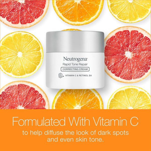 ⁦Neutrogena Retinol + Vitamin C Correcting Cream, Rapid Tone Repair Face & Neck Cream with Hyaluronic Acid for Dark Spots, Fine Lines & Wrinkles, 1.7 oz⁩ - الصورة ⁦5⁩