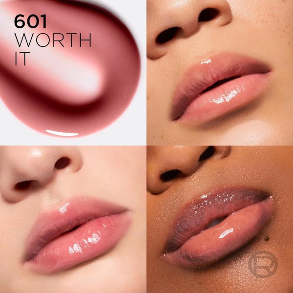 ⁦L'Oreal Paris Plump Ambition Hyaluron Lip Oil, 24 HR Lip Gloss with Hyaluronic Acid, Volumizing Formula with Glass-Like Shine, Worth It 601, 0.16 Fl Oz⁩ - الصورة ⁦2⁩