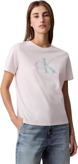 Calvin Klein womens Monogram Logo Crewneck T-shirt Monogram Logo Crewneck T-shirt