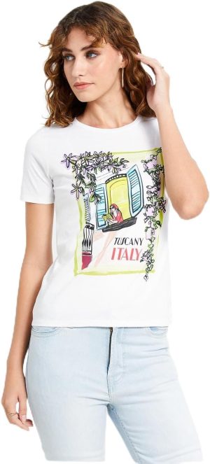 REDTAG Womens Italy Printed T-Shirt