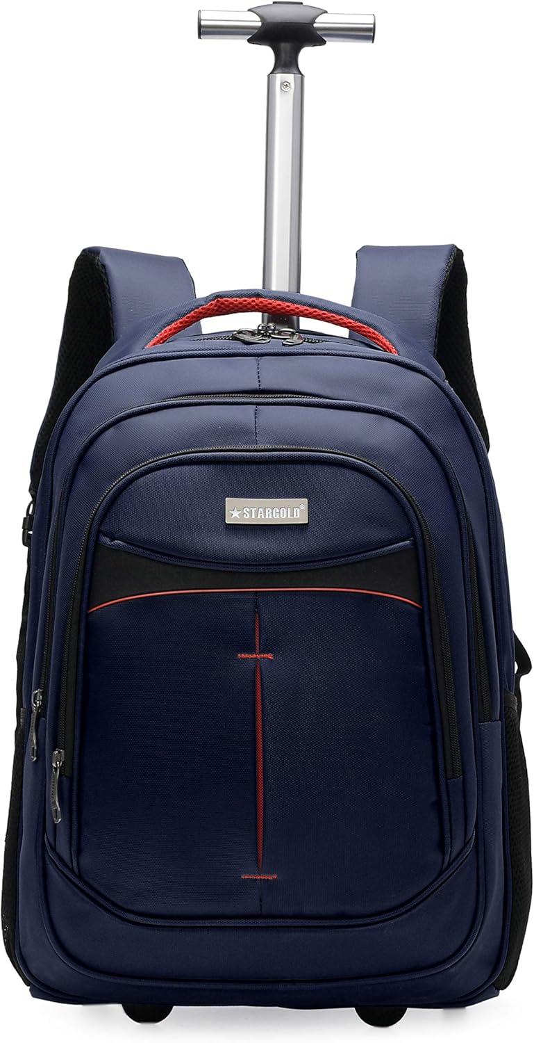 STARGOLD SG-T90 Unisex Water Resistant Rolling Trolley Backpack with Adjustable Strap for School, College, Office, Business and Travel - 18 Inches 1 STARGOLD SG-T90 Unisex Water Resistant Rolling Trolley Backpack with Adjustable Strap for School, College, Office, Business and Travel - 18 Inches