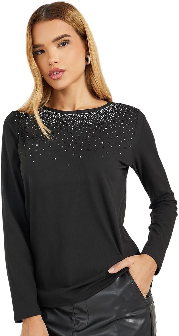 Styli Women Embellished Yoke Round Neck Top 1 Styli Women Embellished Yoke Round Neck Top