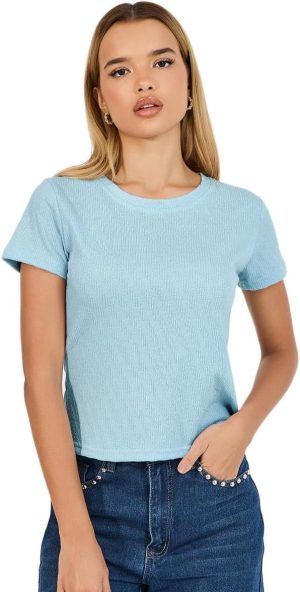 Styli Women Regular Fit Ribbed Round Neck T-Shirt