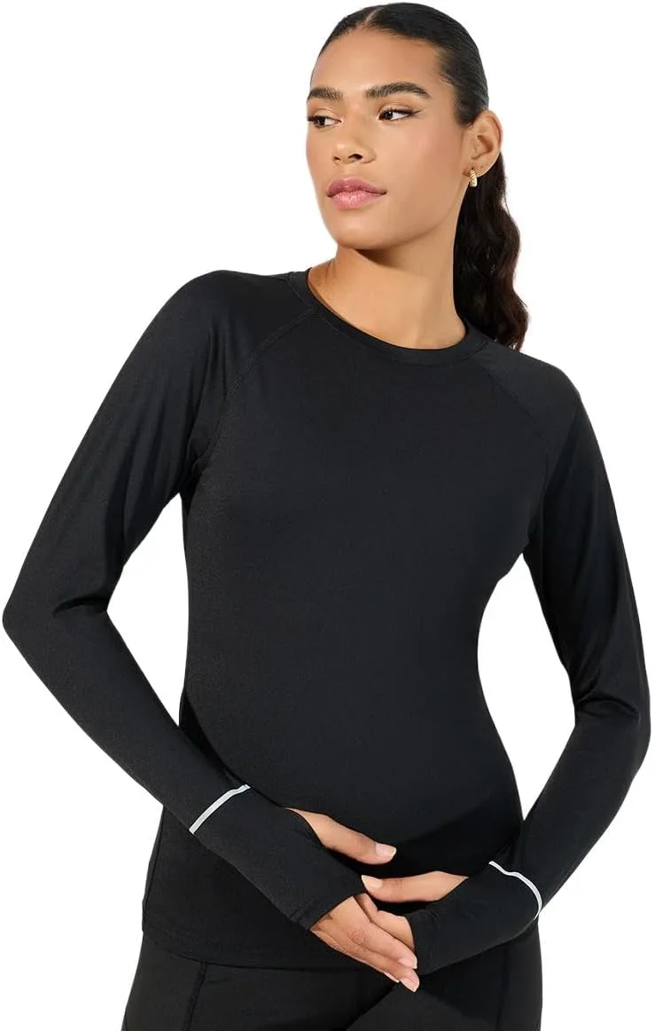 Styli Womene Wrist Back Reflective Stripe Detail Long Sleeve jpg