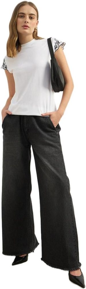 Styli Women's Embroidered Short Sleeve Round Neck T-Shirt