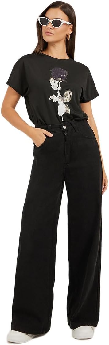 Styli Women's Graphic Print Round Neck Regular Fit T-Shirt 1 Styli Women's Graphic Print Round Neck Regular Fit T-Shirt