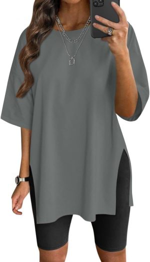 VNIRA Women’s Summer Casual Short Sleeve Oversize Workout T-Shirt Tee Tops