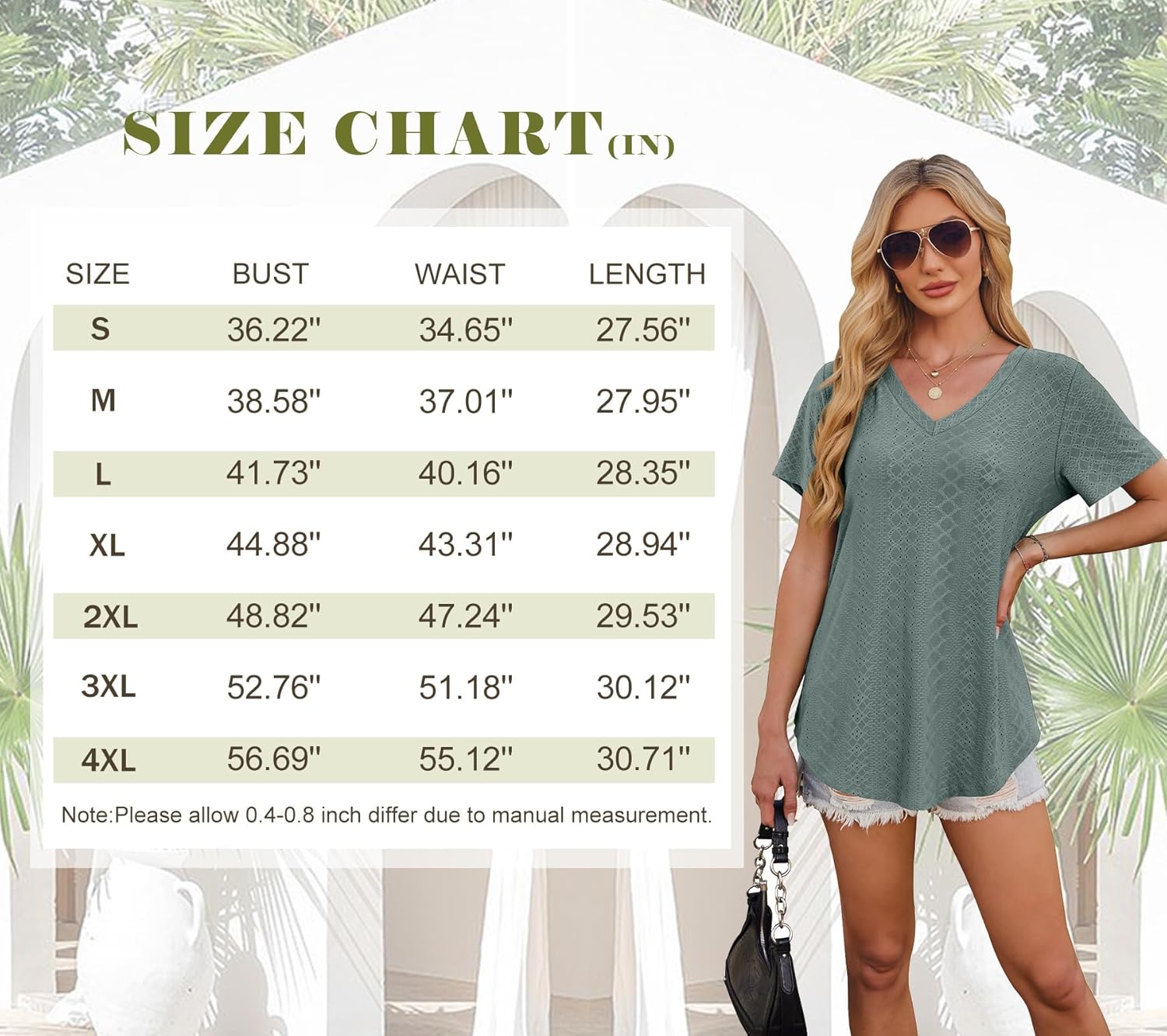 Womens T Shirts V Neck Short Sleeve Casual Tops Loose Fit Basic Tees with Curved Hem 2 Womens T Shirts V Neck Short Sleeve Casual Tops Loose Fit Basic Tees with Curved Hem - الصورة 2