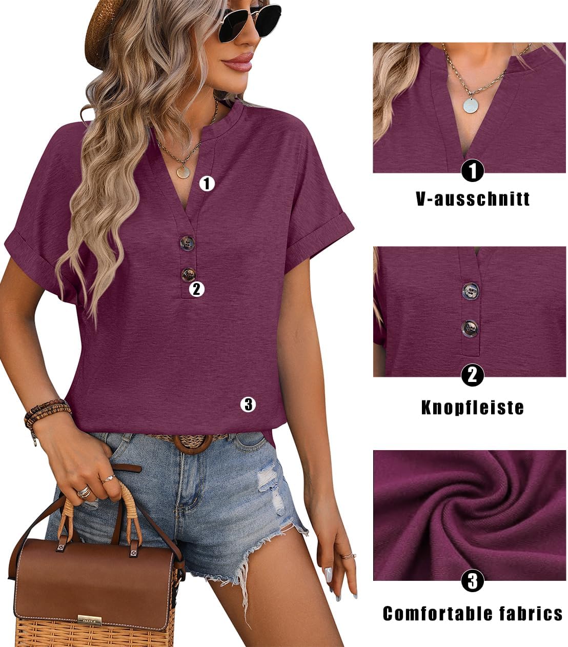 بلوزات أكمام قصيرة للحريم من شيكيني، قميص أنيق للعمل والحياة اليومية، تيشيرت حريمي بأكمام قصيرة 5 بلوزات أكمام قصيرة للحريم من شيكيني، قميص أنيق للعمل والحياة اليومية، تيشيرت حريمي بأكمام قصيرة - الصورة 5