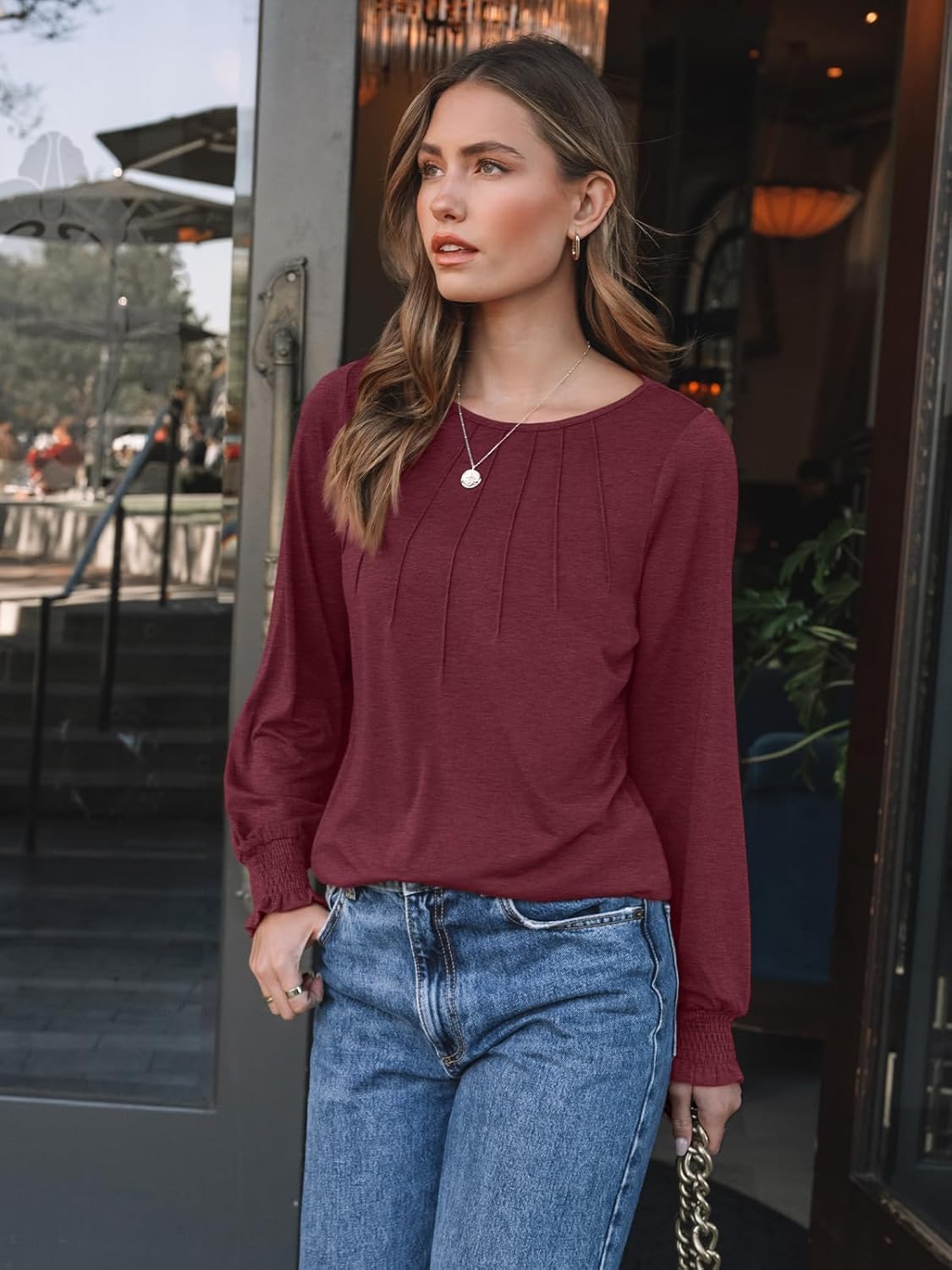 Fall 2025 Womens Long Sleeve Shirts Crew Neck Slim Fit Basic Going Out Crop Outfits for Winter 8 Fall 2025 Womens Long Sleeve Shirts Crew Neck Slim Fit Basic Going Out Crop Outfits for Winter - الصورة 8