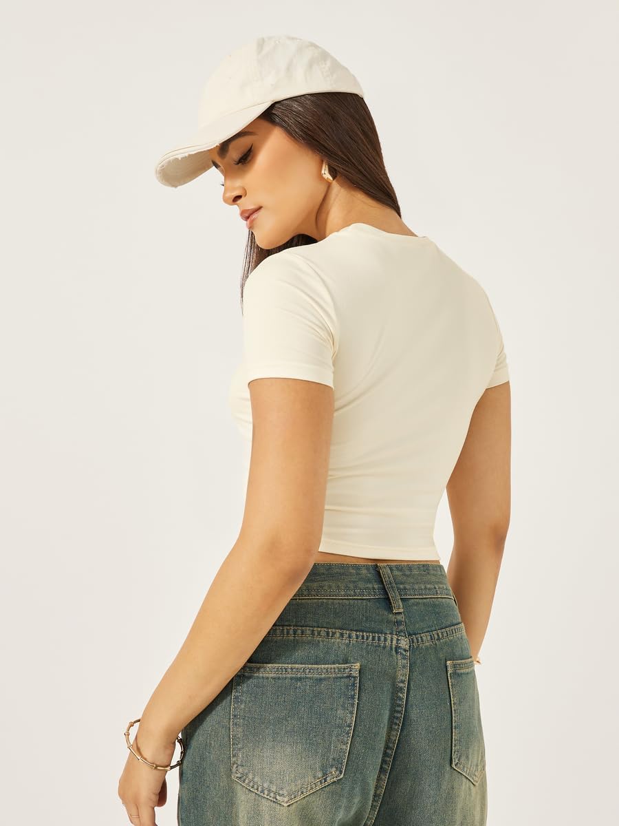 تي شيرت قصير بقصة ضيقة مطبوع عليه زهور للنساء من ستايلي 6 تي شيرت قصير بقصة ضيقة مطبوع عليه زهور للنساء من ستايلي - الصورة 6