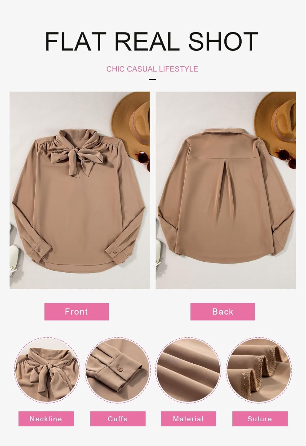 بلوزة نسائية باكمام طويلة وربطة عنق وفيونكة، قميص عمل كاجوال انيق للمكتب، قميص رسمي احترافي خفيف الوزن من الشيفون او الحرير، مقاس XL 3 بلوزة نسائية باكمام طويلة وربطة عنق وفيونكة، قميص عمل كاجوال انيق للمكتب، قميص رسمي احترافي خفيف الوزن من الشيفون او الحرير، مقاس XL - الصورة 3