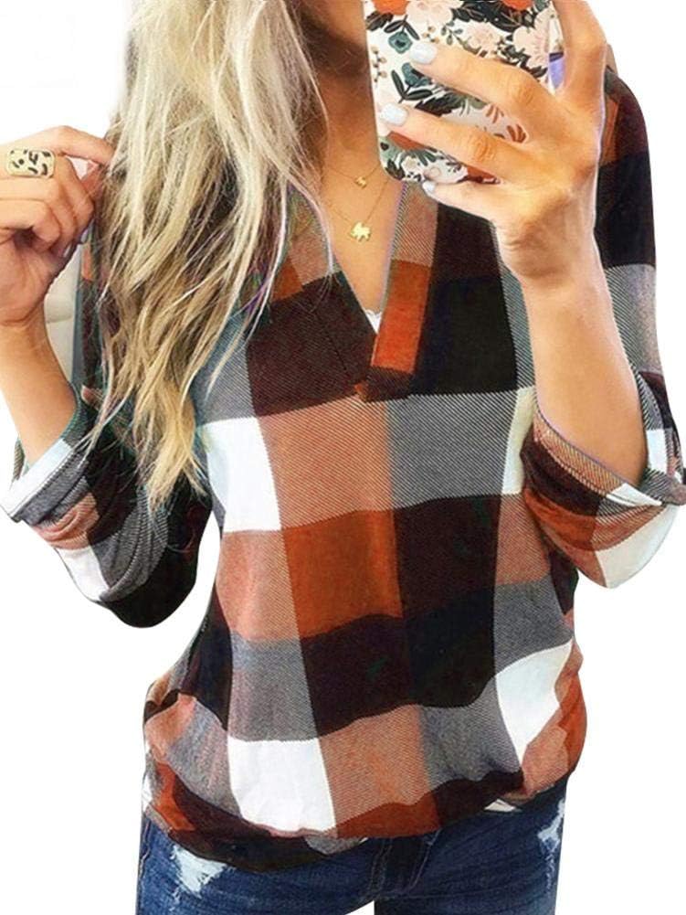 بلوزة نسائية طويلة الاكمام من الفلانيل كاروهات مثيرة بقبة V بلوزة طويلة منقوشة كاجوال باكمام ملفوفة ومربعات، مقاس S-5XL 1 بلوزة نسائية طويلة الاكمام من الفلانيل كاروهات مثيرة بقبة V بلوزة طويلة منقوشة كاجوال باكمام ملفوفة ومربعات، مقاس S-5XL