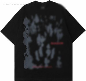 تي شيرت Ancoree رجالي صيفي قصير الأكمام تي شيرت People Shadow Print تي شيرتات كاجوال من القطن (اللون: أسود، المقاس: S)