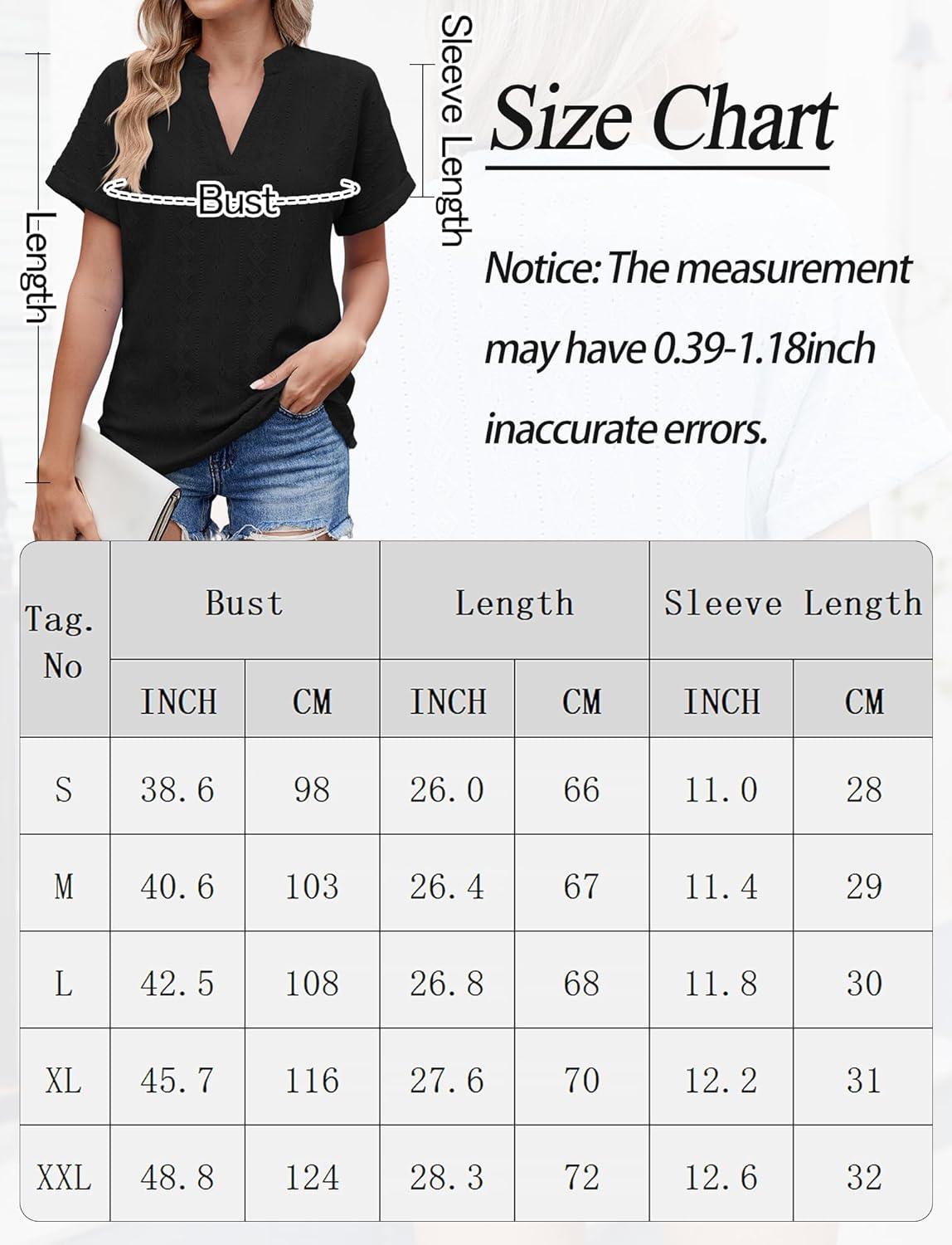1763878027 قمصان عمل نسائية من اونرهت باكمام قصيرة ورقبة على شكل حرف V من قماش الجاكار، بلايز كاجوال صيفية انيقة وعصرية مقاس S XXL