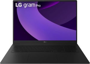 LG لابتوب جرام برو خفيف الوزن 17 انش اصدار انتل ايفو مدعوم بمعالج انتل كور الترا7 255H وانفيديا RTX5050 وويندوز 11 هوم وذاكرة RAM 16GB وSSD 1TB بلون اسود