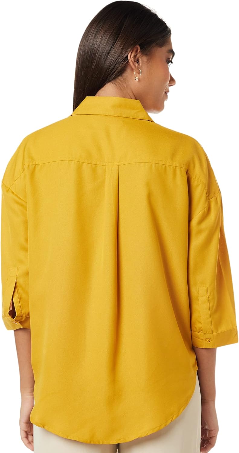 بلوزة بقصة فضفاضة سادة للنساء من أمازون براند - سيمبول 2 بلوزة بقصة فضفاضة سادة للنساء من أمازون براند - سيمبول - الصورة 2