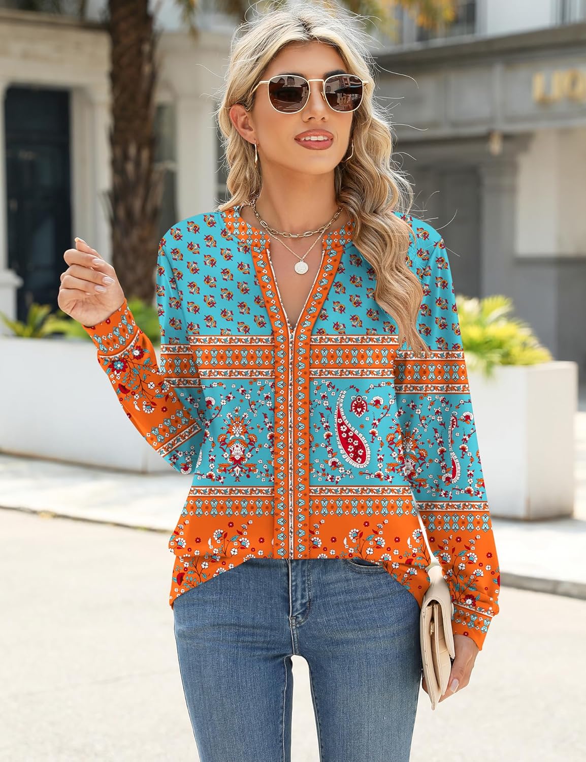 1764181670 ميكوسون بلايز نسائية أنيقة كاجوال باكمام طويلة محبوكة بقبة V وبلوزات عمل فضفاضة عصرية للخريف