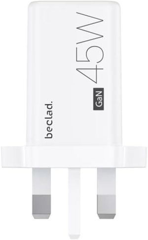 محول شحن سريع 45 واط من بيكلاد، نوع سي، متوافق مع سامسونج جالاكسي، ابيض