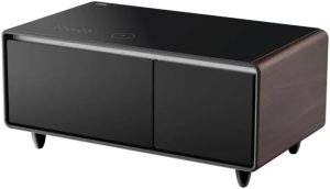 اكسبير طاولة ذكية مع ثلاجة مدمجة، سعة 93 لتر، تصميم خشبي اسود