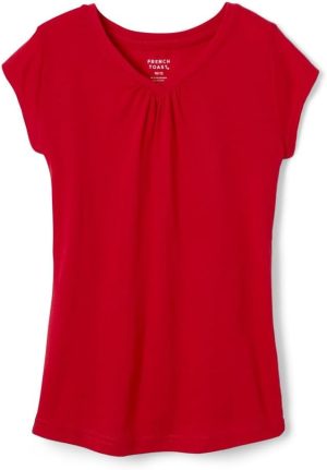 تي شيرت للفتيات بأكمام قصيرة ورقبة على شكل حرف V من فرينش توست