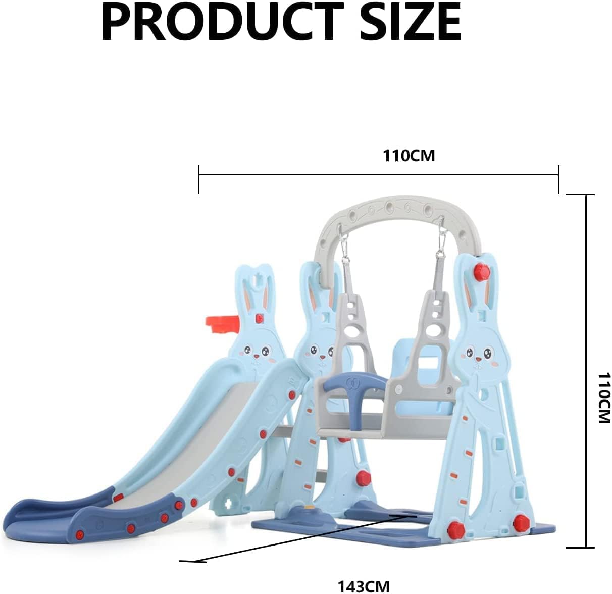 زحليقة للاطفال مع لعبة ارجوحة وكرة السلة، مجموعة 3 في 1 للعب للاماكن الداخلية والخارجية 2 زحليقة للاطفال مع لعبة ارجوحة وكرة السلة، مجموعة 3 في 1 للعب للاماكن الداخلية والخارجية - الصورة 2
