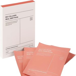 قناع ليلي مرطب ومكافح للشيخوخة وشد الوجه بالكولاجين الطبيعي للوجه من بيو كولاجين، عبوة من 4 قطع