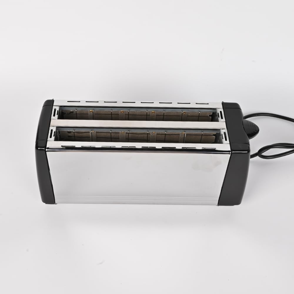 محمر توست ستانلس ستيل 1300 وات بأربع فتحات لتحميص سريع ومتساوي للخبز والفطائر والكرواسون مع درج فتات سهل التنضيف 3 محمر توست ستانلس ستيل 1300 وات بأربع فتحات لتحميص سريع ومتساوي للخبز والفطائر والكرواسون مع درج فتات سهل التنضيف - الصورة 3