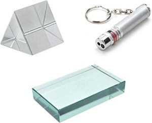 مجموعة التجارب العلمية من فيتسزي، 50 × 50 ملم، موشور زجاجي متساوي الاضلاع | لوح زجاجي ضوء ليزر | عملي للمدرسة والكلية | (جودة عادية)