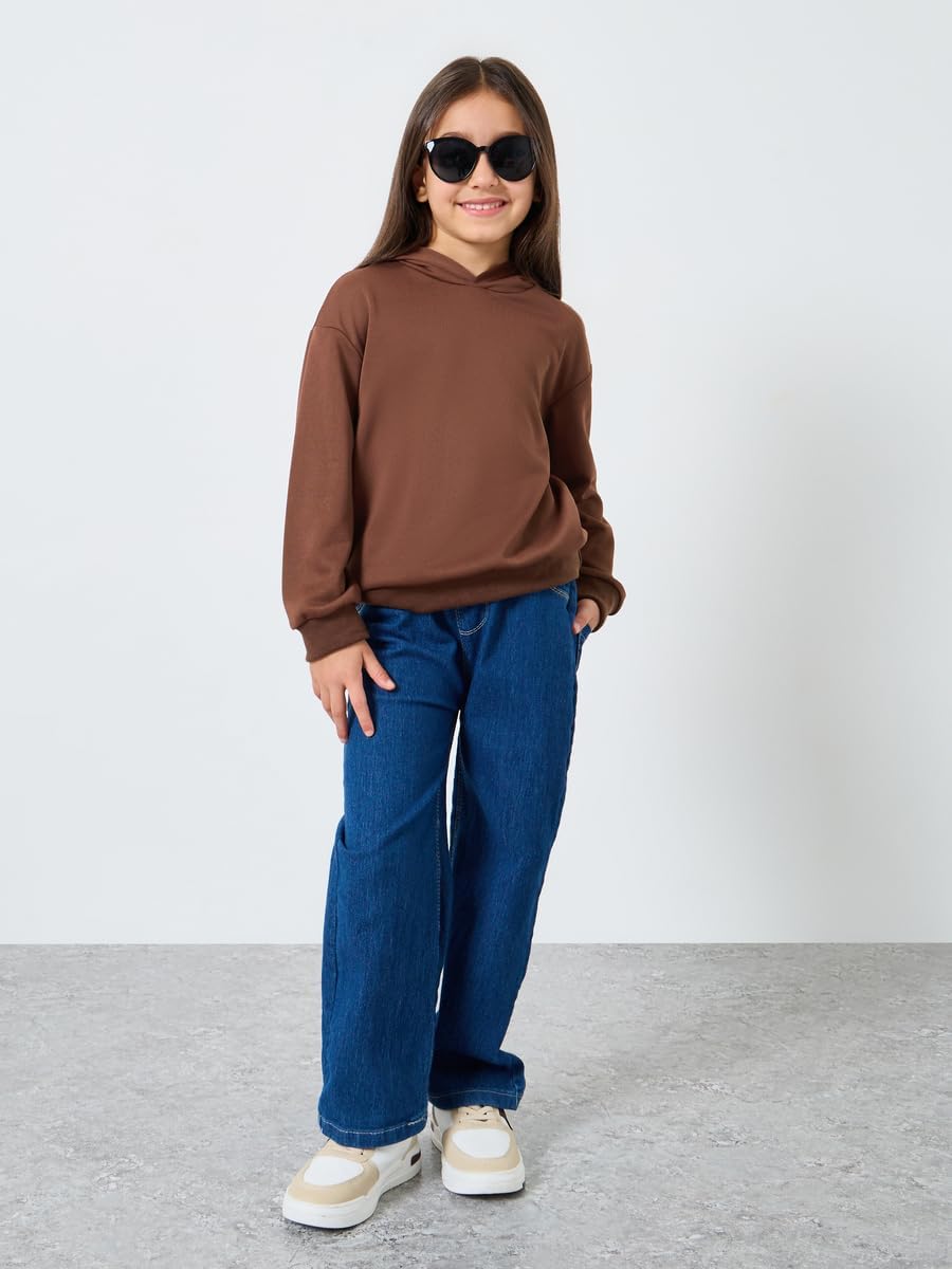 Styli Girls Solid Hoodie With Dropped Shoulder 2 Styli Girls Solid Hoodie With Dropped Shoulder - الصورة 2