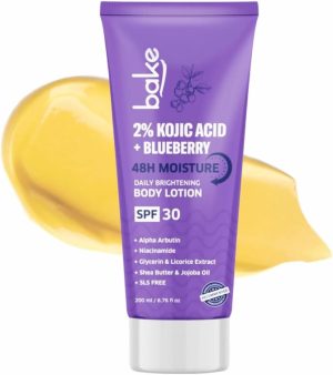 لوشن للجسم بحمض كوجيك بنسبة 2% مع نياسيناميد وعامل حماية من الشمس 30 PA+++ لإزالة التصبغات والاسمرار | إزالة البقع الداكنة والحماية من الشمس | للبشرة السمراء والمتصبغة من بيك | للنساء والرجال | 200 مل