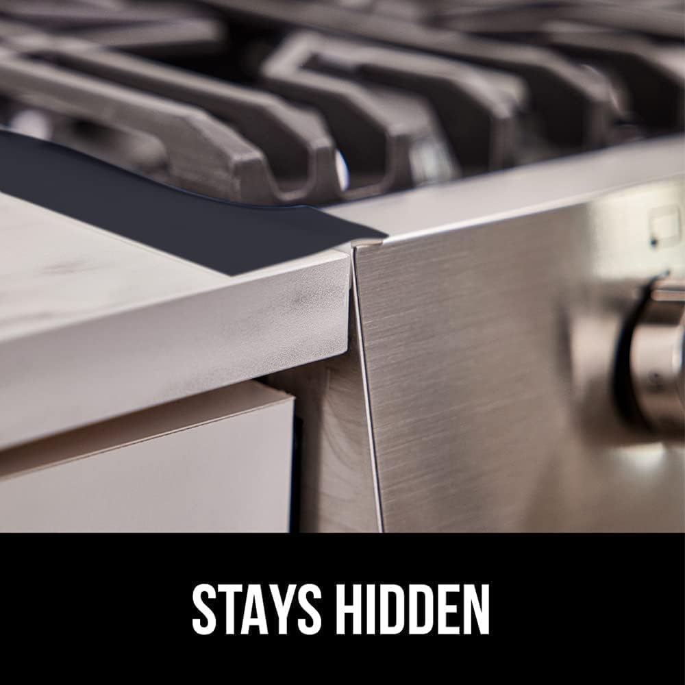 سيوسى اغطية فجوة الموقد، حشوة مرنة مقاومة للحرارة بين الطاولات واسطح الموقد، واقي جانبي للفرن مخفي بدون خياطة، يمنع فوضى مساحة الطاولة، 21 انش، اسود، عبوة من قطعتين 4 سيوسى اغطية فجوة الموقد، حشوة مرنة مقاومة للحرارة بين الطاولات واسطح الموقد، واقي جانبي للفرن مخفي بدون خياطة، يمنع فوضى مساحة الطاولة، 21 انش، اسود، عبوة من قطعتين - الصورة 4