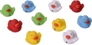 اي فيديو كو 951925 بطة عائمة غير سامة مرقمة للحمام - للرضع والاطفال الصغار - مجموعة من 10 قطع، 2.4 طول × 2.8 عرض × 2 ارتفاع، متعددة الالوان