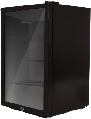 ثلاجة بزجاج عرض سعة 132 لتر من جينيرال جولدن، أسود