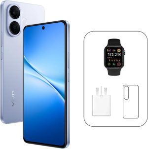 جوال فيفو V60 لايت 5G (أزرق تيتانيوم، 12GB RAM، 256 جيجابايت) بشاشة أموليد 120Hz وكاميرا سيلفي 32MP وبطارية 6500 ميلي أمبير-ساعة، ساعة ذكية في-بريمير مقاومة للماء والغبار بمعيار IP65 - شرق أوسط