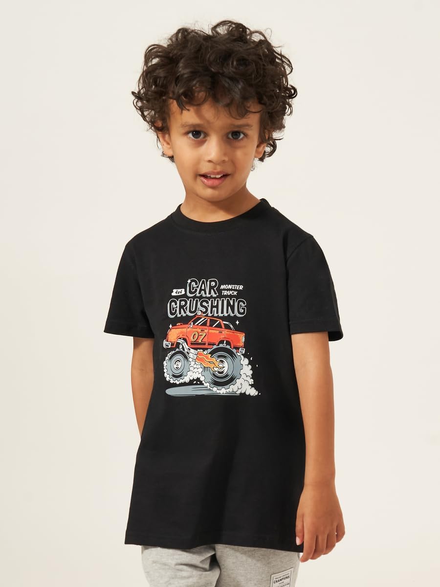 تيشيرت باكمام قصيرة وطبعة جرافيك للاولاد من ستايلي 2 تيشيرت باكمام قصيرة وطبعة جرافيك للاولاد من ستايلي - الصورة 2