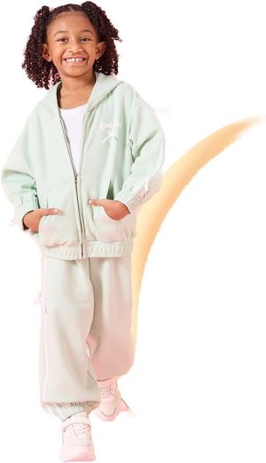 طقم بنطلون رياضي مزين بغطاء للرأس للبنات من ريد تاغ (قطعتان) لعمر 4-5 سنوات، لون اسود