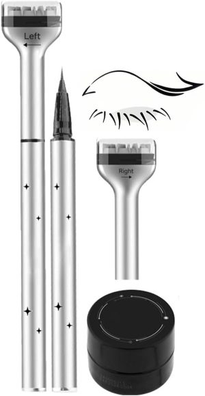 مجموعة اختام رموش سفلية 2 في 1، ختم رموش سفلي مقاوم للماء والعرق وقابل لاعادة الاستخدام للحصول على رموش سفلية مثالية (01#اسود)