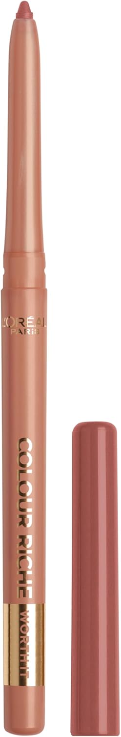 لوريال باريس قلم تحديد الشفاه كولور ريتش من شفاه كريمي مع اوميجا 3 وفيتامين E 601 وورث ات بينكي نود