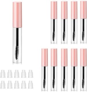 اليكدون 10 قطع من انابيب ماسكارا شفافة قابلة لاعادة الملء سعة مل مع عصا رموش - مناسبة لمستحضرات التجميل التي تصنعها بنفسك والسفر بينك بلاستيك