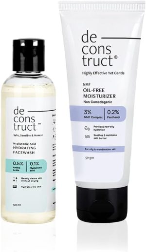 ديو مرطب يومي من ديكونستراكت - غسول وجه مرطب + مرطب للوجه | ثنائي غسول الوجه ومرطب الوجه | للبشرة الجافة والتالفة |