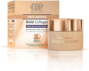 إيفا سكين كلينيك جولد كولاجين كريم ليلي للعناية بمحيط العينين بالكولاچين وبجزيئات الذهب 24 قيراط 15 مل